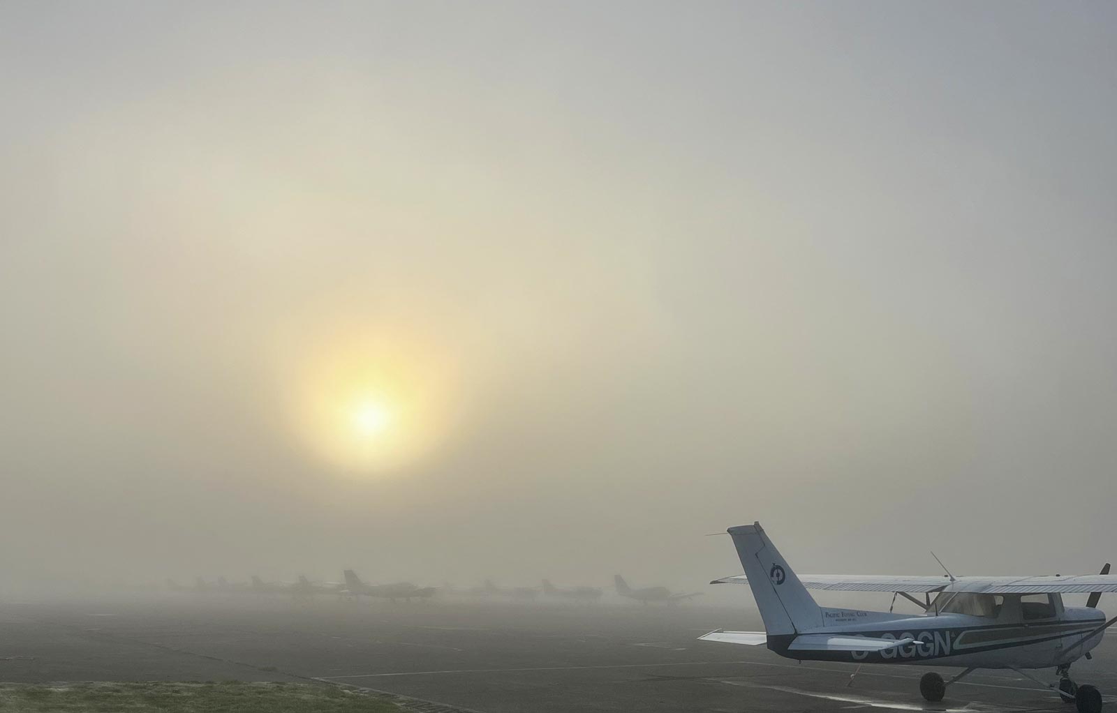 Boundary Bay airport on a fog day