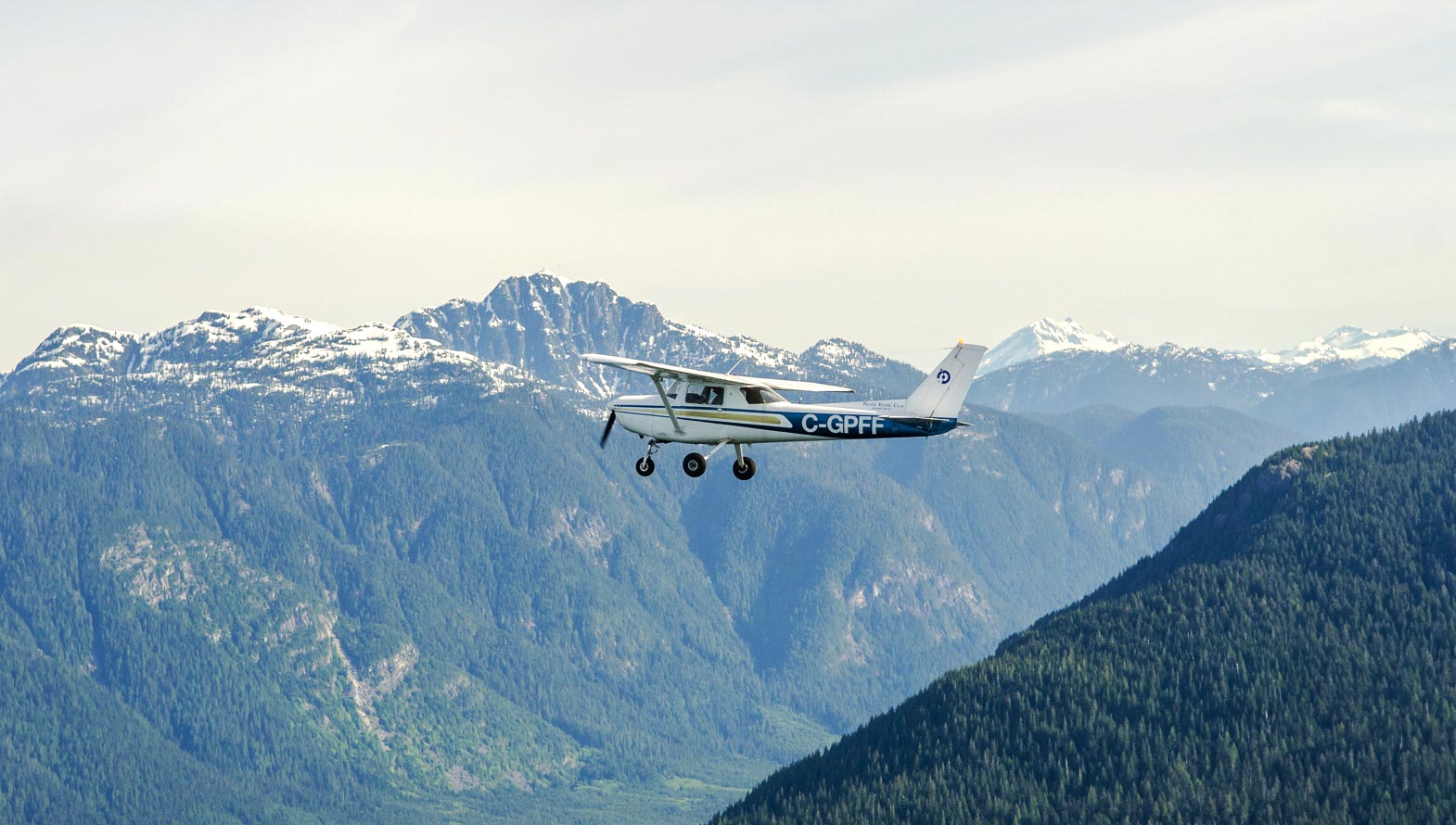 Cessna 172 over Coastal Mountains Vancouver