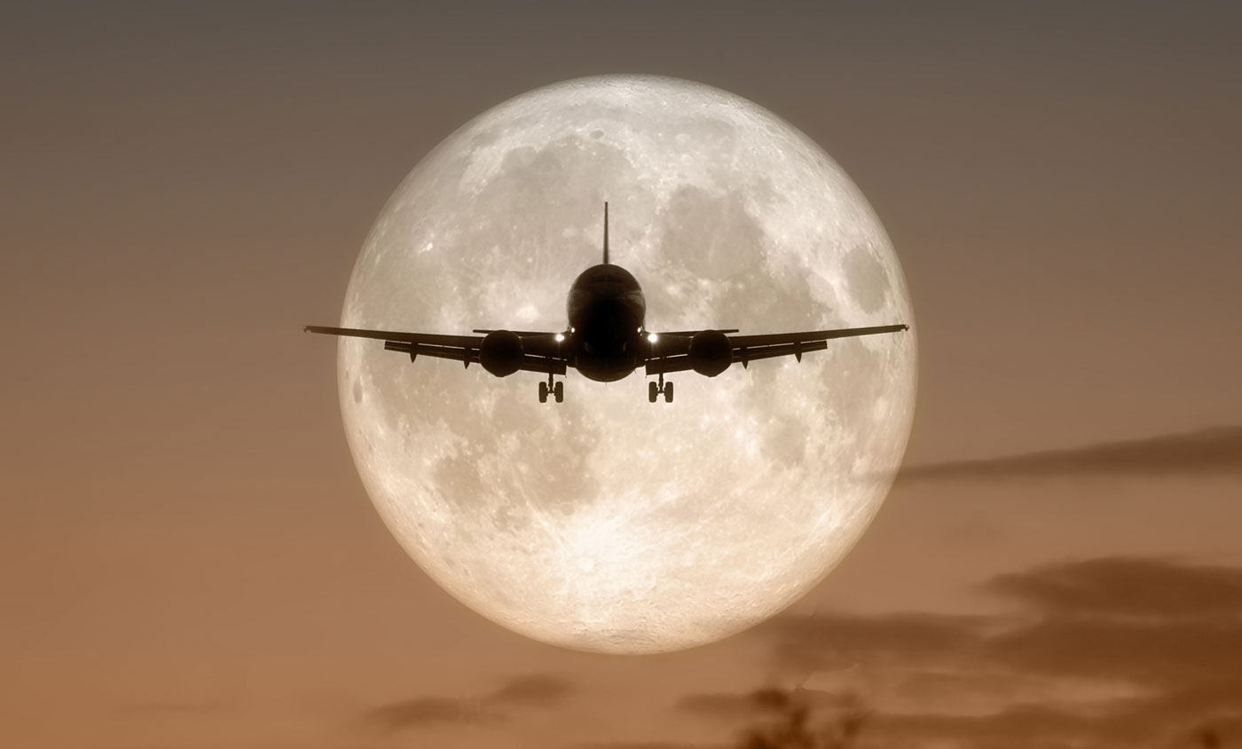 plane in night sky